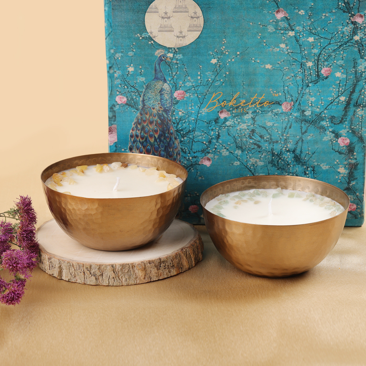 SOY WAX CANDLE IN METAL CANDLE STAND