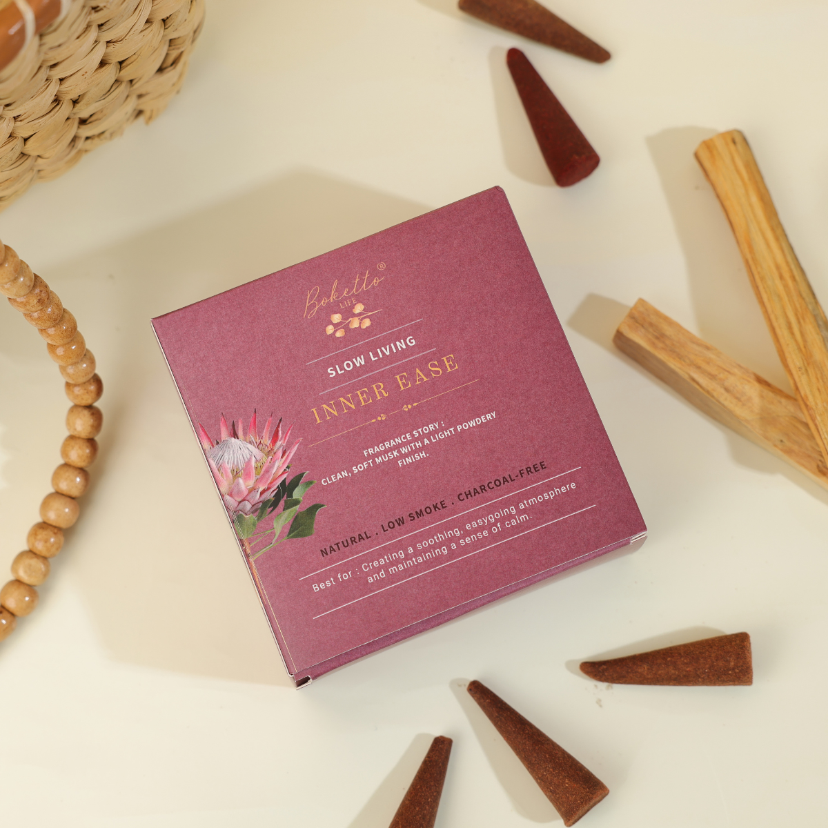 INNER EASE-INCENSE CONES-TOP NOTES-CLEAN,SOFT MUSK (32 pcs)