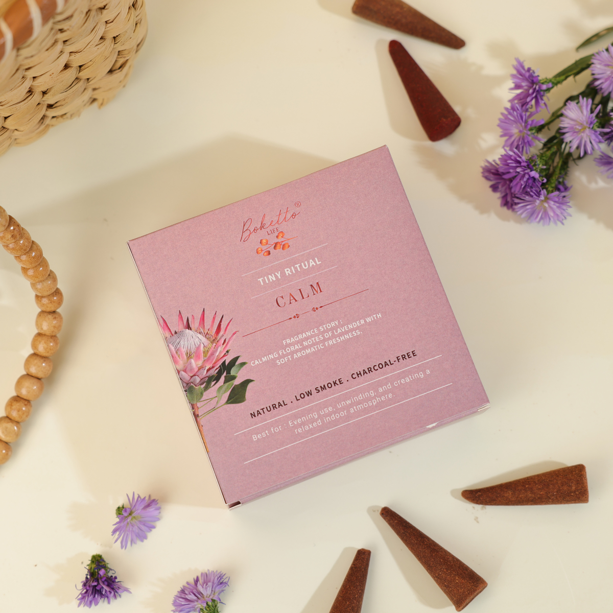 CALM-INCENSE CONES -TOP NOTES -CALMING HERBAL LAVENDER (32 pcs)