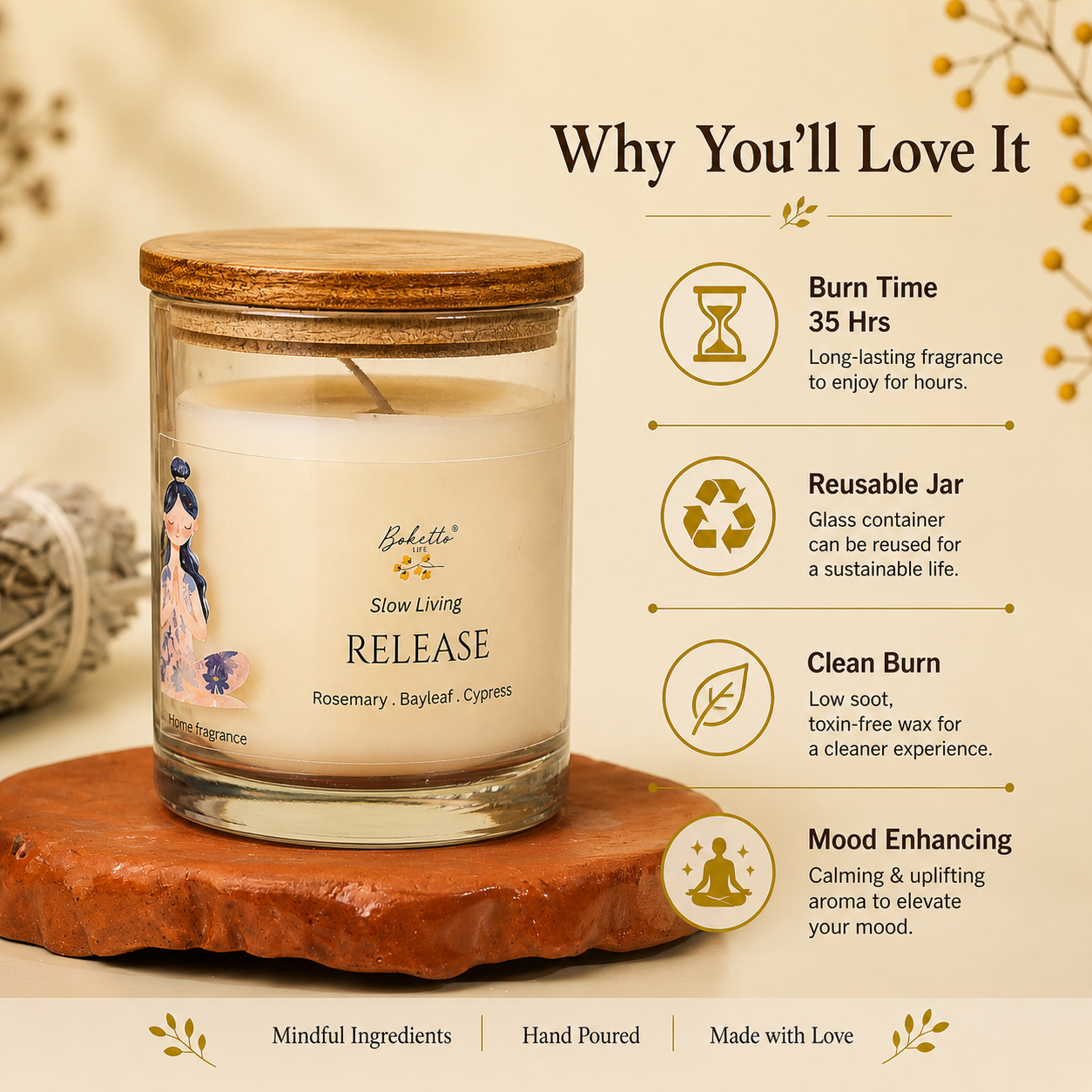 Release Candle – Rosemary, Bayleaf & Cypress