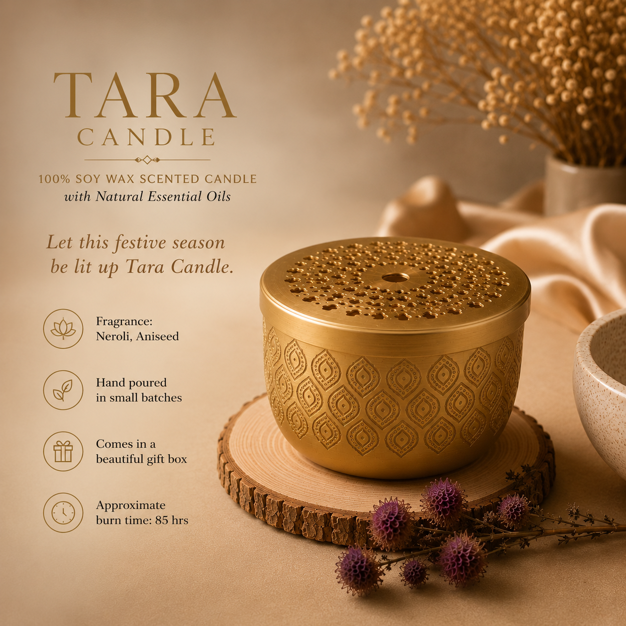 Soy Wax Scented Candle - Tara