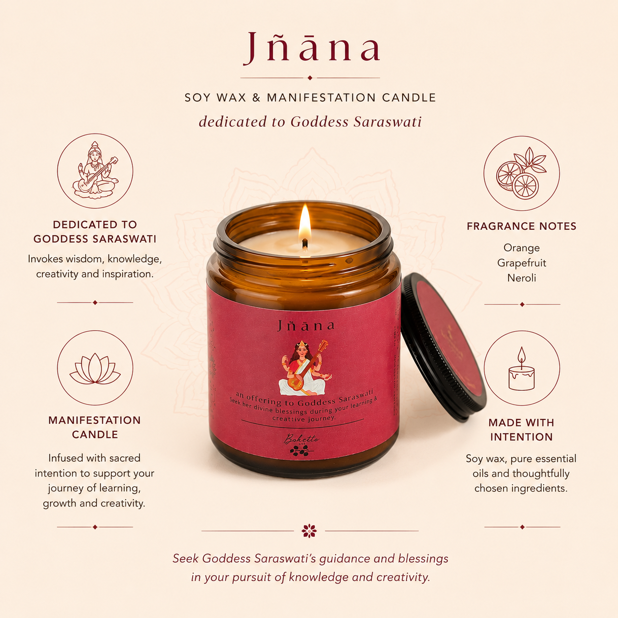 Soy wax candle - Manifestation Candle -  Jñāna