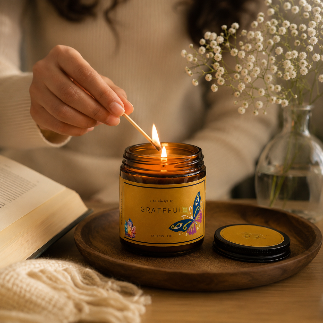 Soy wax candle - Meditation Candle - Grateful