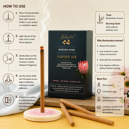 GARDEN AIR BAMBOOLESS INCENSE- TOP NOTES - FRESH CITRUSY LEMON GRASS (30 pcs)