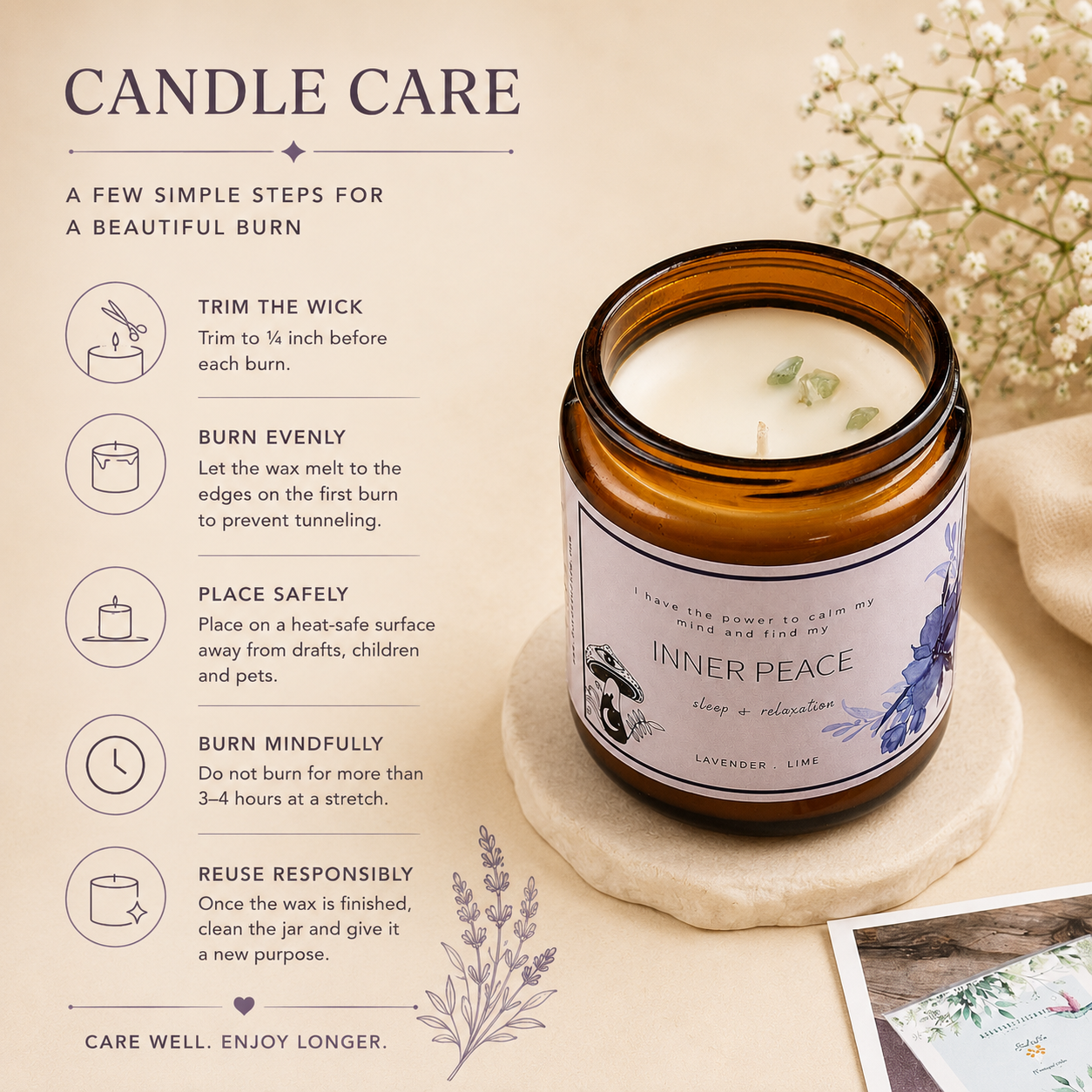 Soy wax candle - Meditation Candle - Inner Peace