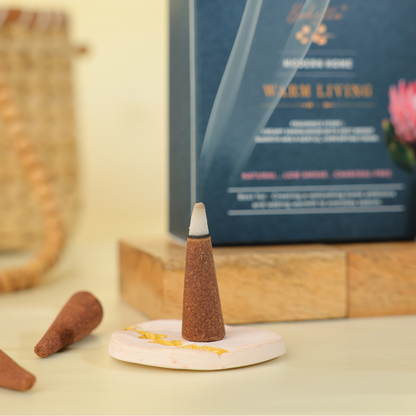 WARM LIVING-INCENSE CONES-TOP NOTES-CREAMY SOFT SANDALWOOD (32 pcs)