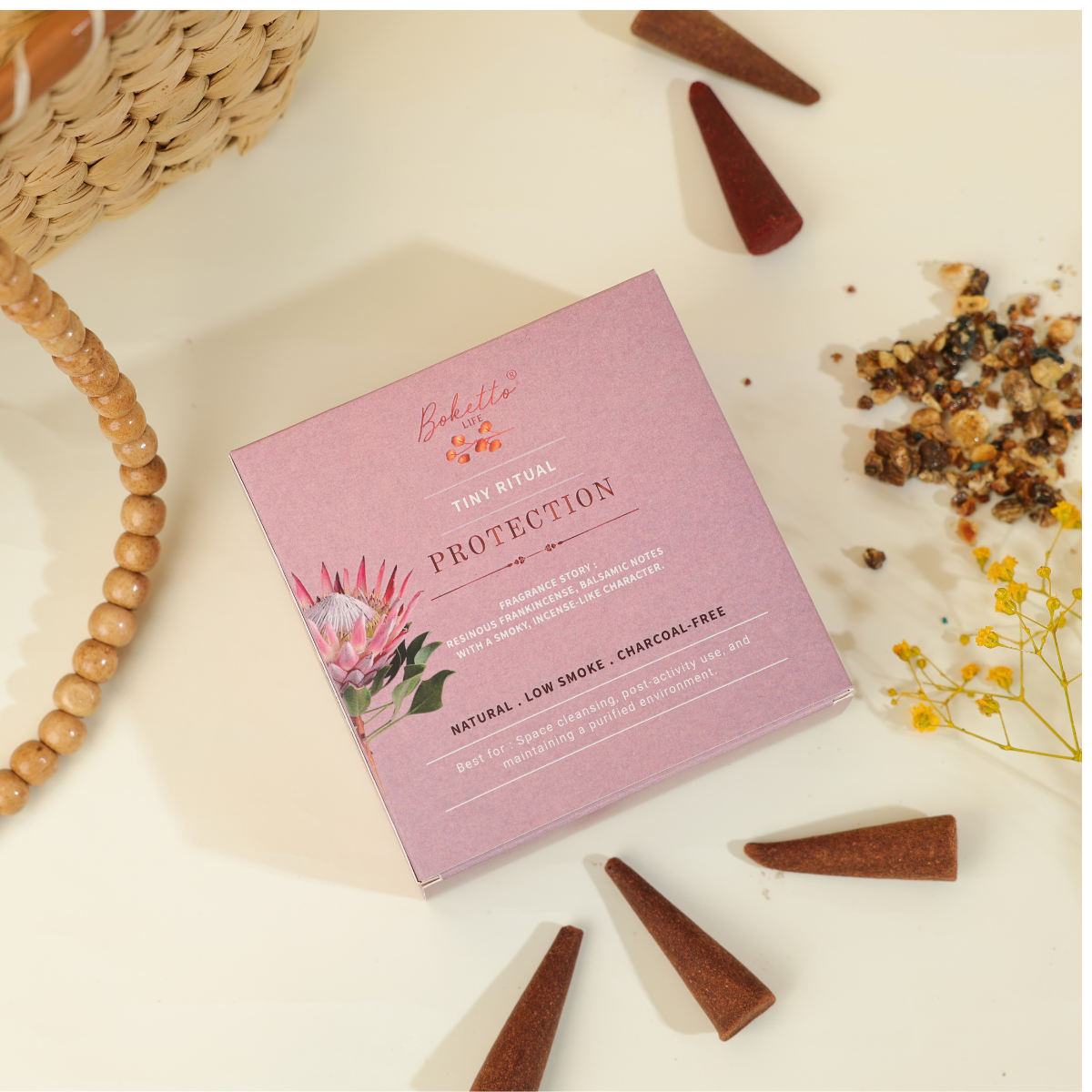 PROTECTION-INCENSE CONES-TOP NOTES- RESINOUS FRANKINCENSE (32 pcs)