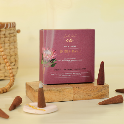 INNER EASE-INCENSE CONES-TOP NOTES-CLEAN,SOFT MUSK (32 pcs)