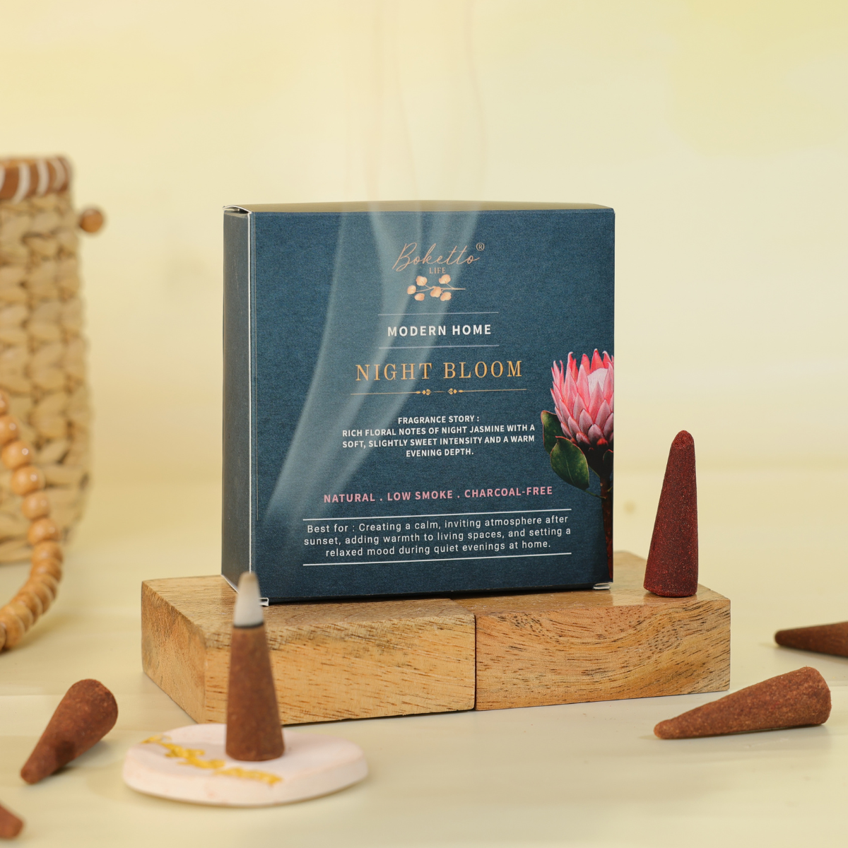 NIGHT BLOOM – INCENSE CONES-TOP NOTES RICH FLOVER RAAT RANI ( 32 pcs)
