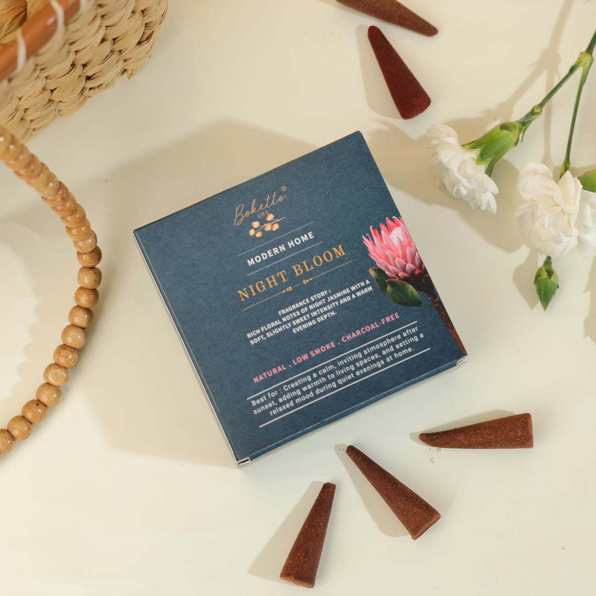 NIGHT BLOOM – INCENSE CONES-TOP NOTES RICH FLOVER RAAT RANI ( 32 pcs)