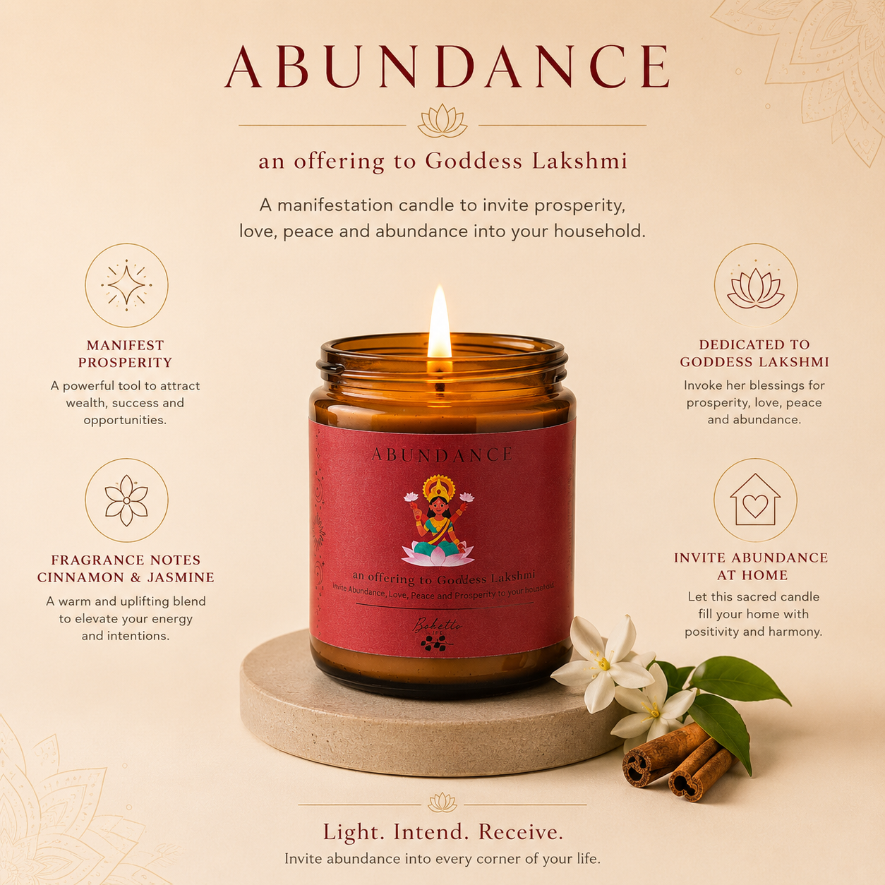 Soy wax candle - Manifestation Candle -  Abundance