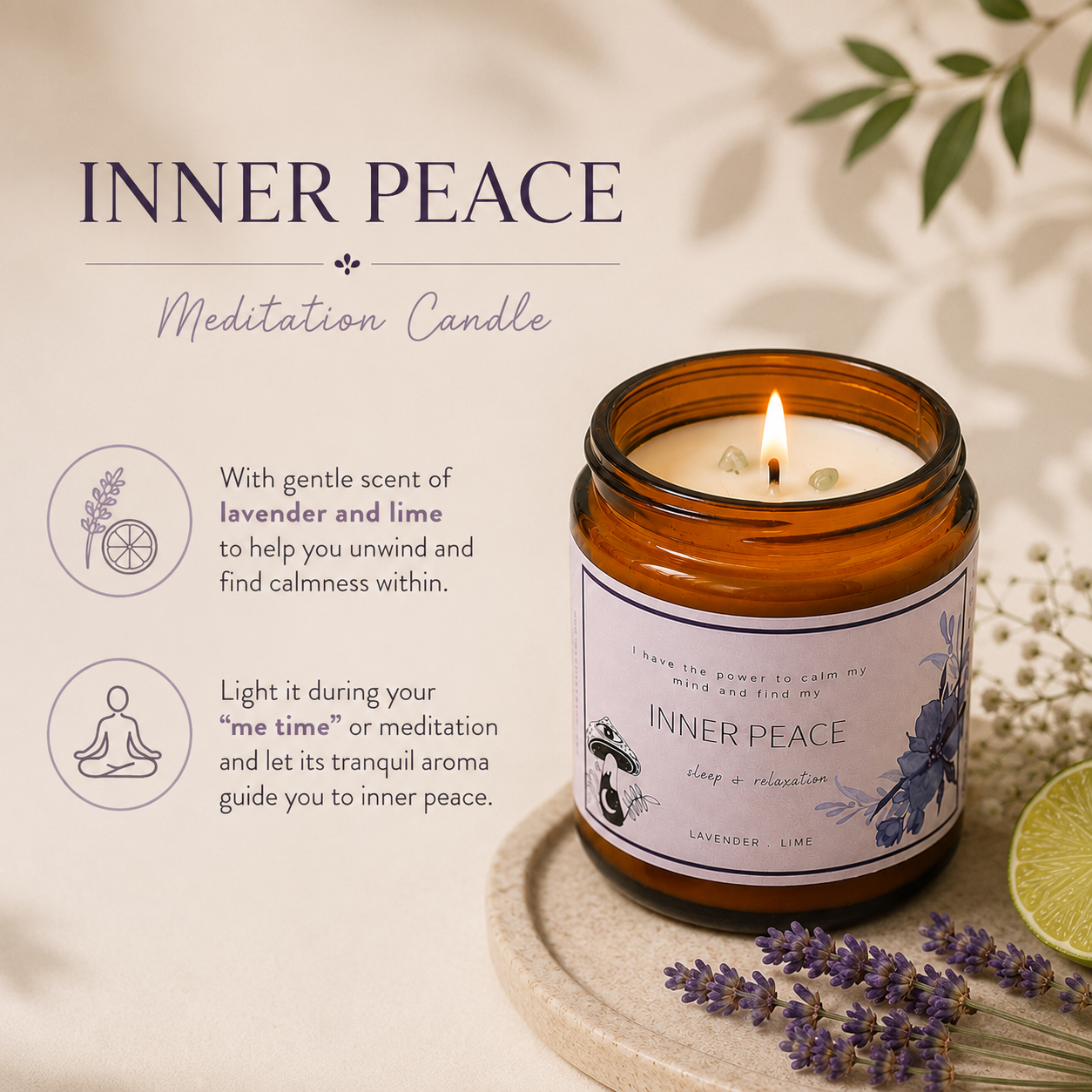 Soy wax candle - Meditation Candle - Inner Peace