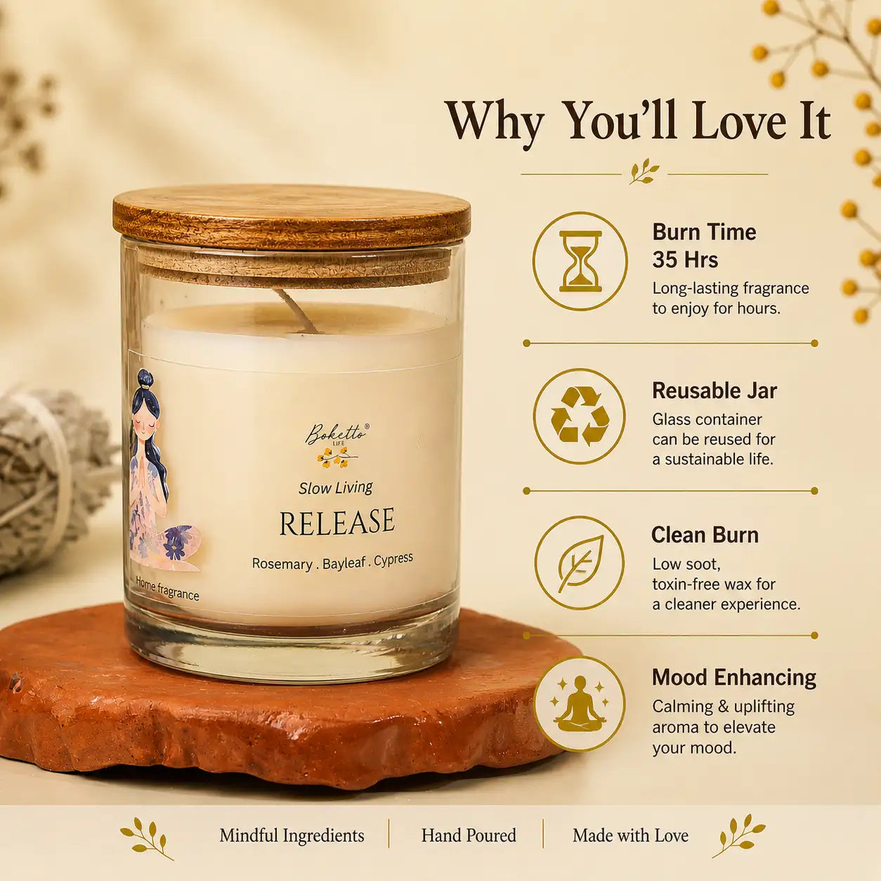 Release Candle – Rosemary, Bayleaf & Cypress