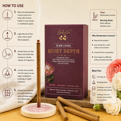 QUIET DEPTH BAMBOOLESS INCENSE- TOP NOTES - CLEAN AND FRESH PAKIZA (30 pcs)