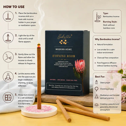 EVENING ROOM BAMBOOLESS INCENSE- TOP NOTES- DEEP WOODY OUDH (30 pcs)