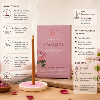 STABILITY BAMBOOLESS INCENSE- TOP NOTES-EARTHY SOFT KASTURI (MUSK)(30 pcs)