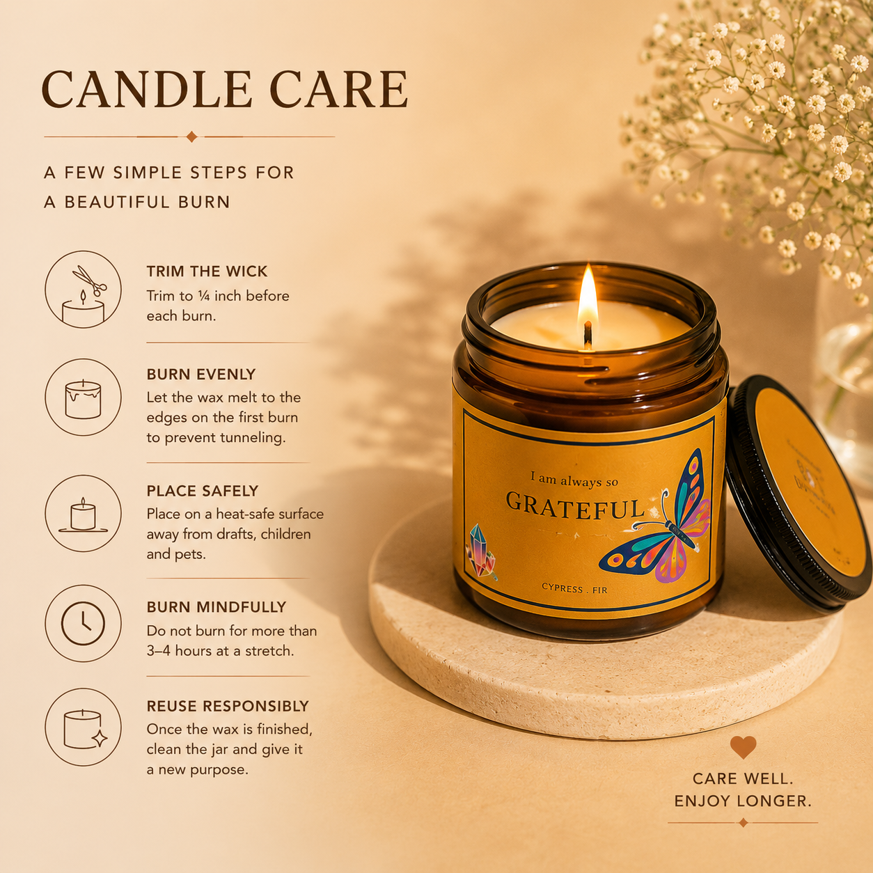 Soy wax candle - Meditation Candle - Grateful
