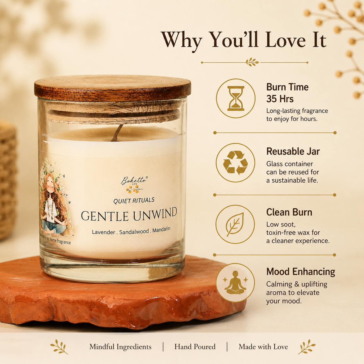 Gentle Unwind Candle – Lavender, Sandalwood & Mandarin