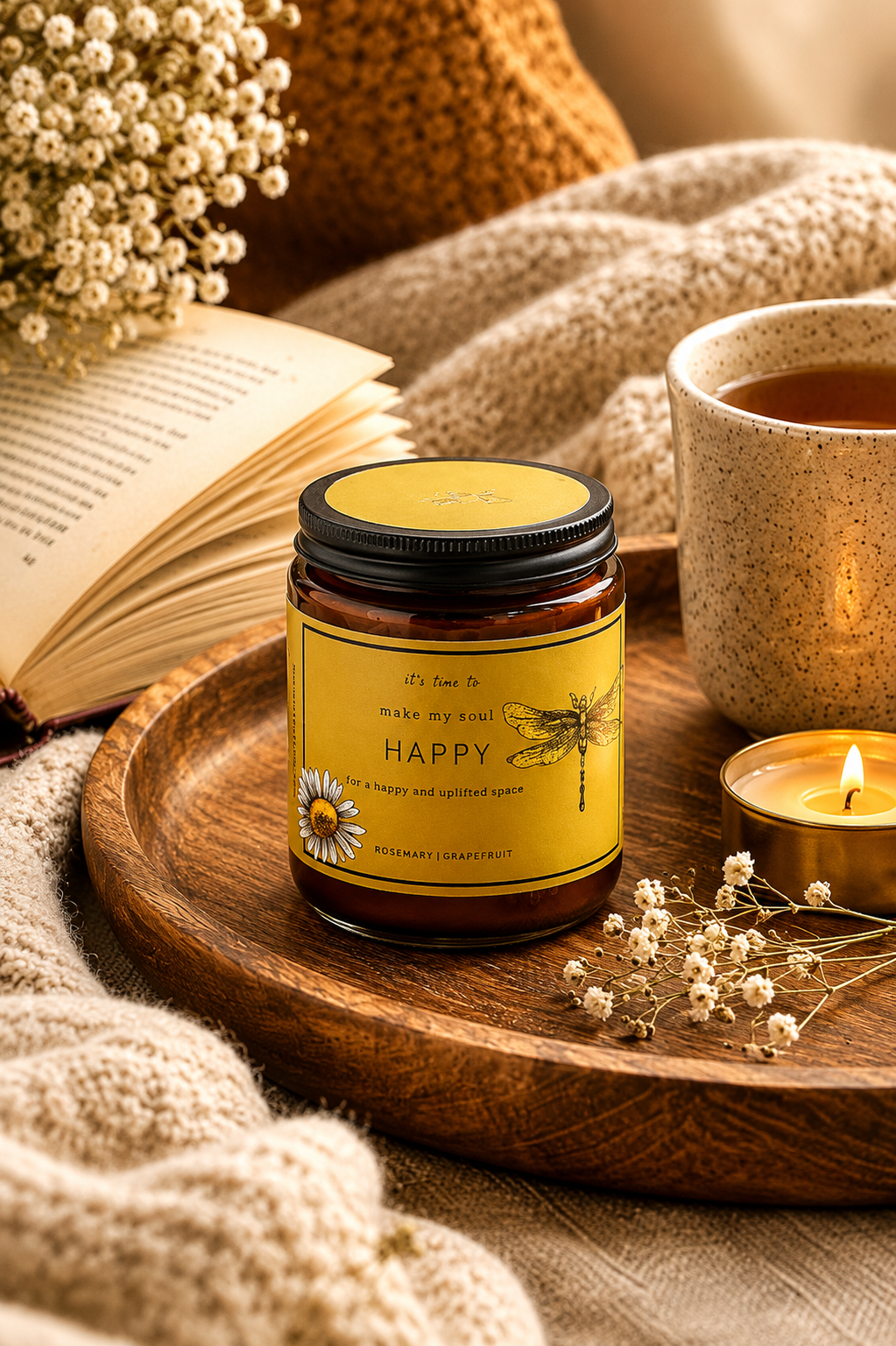 Soy wax candle - Meditation Candle - Happy