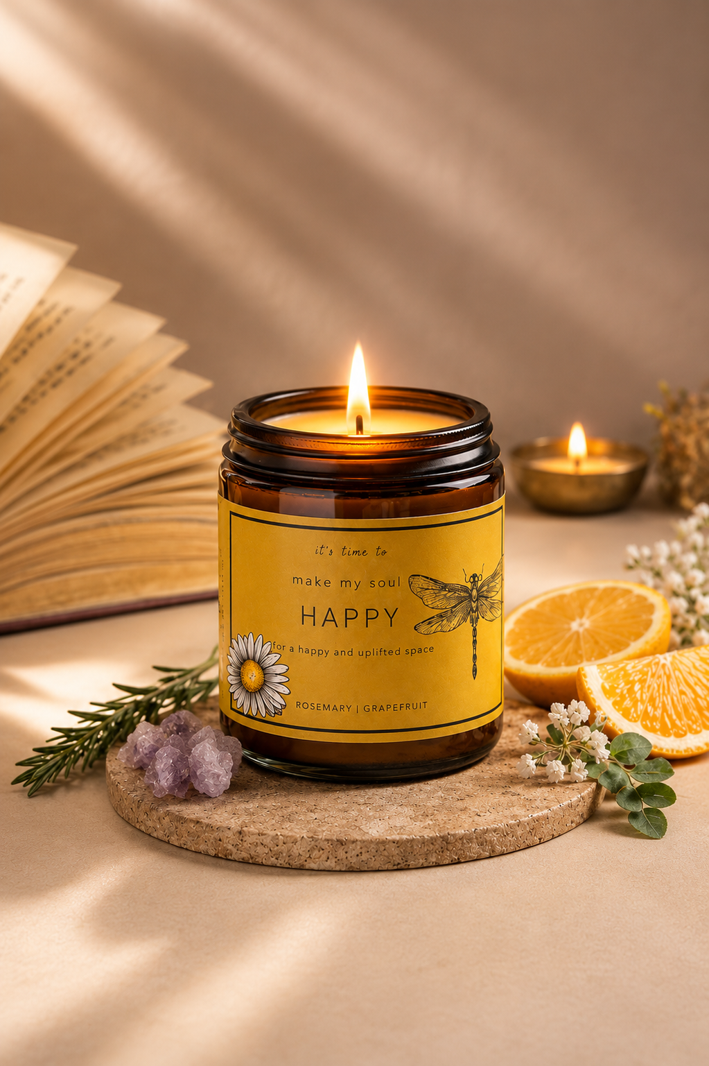 Soy wax candle - Meditation Candle - Happy