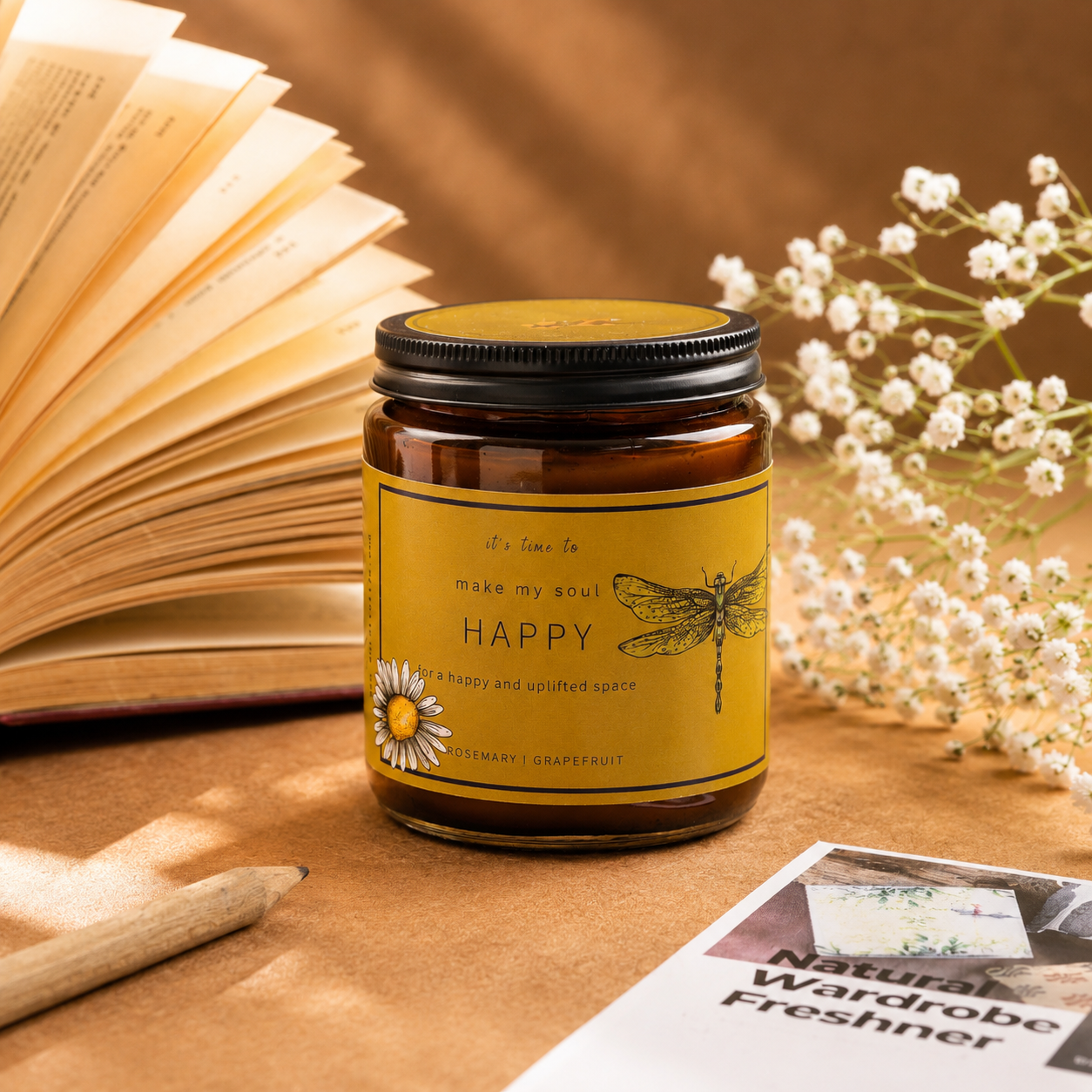 Soy wax candle - Meditation Candle - Happy