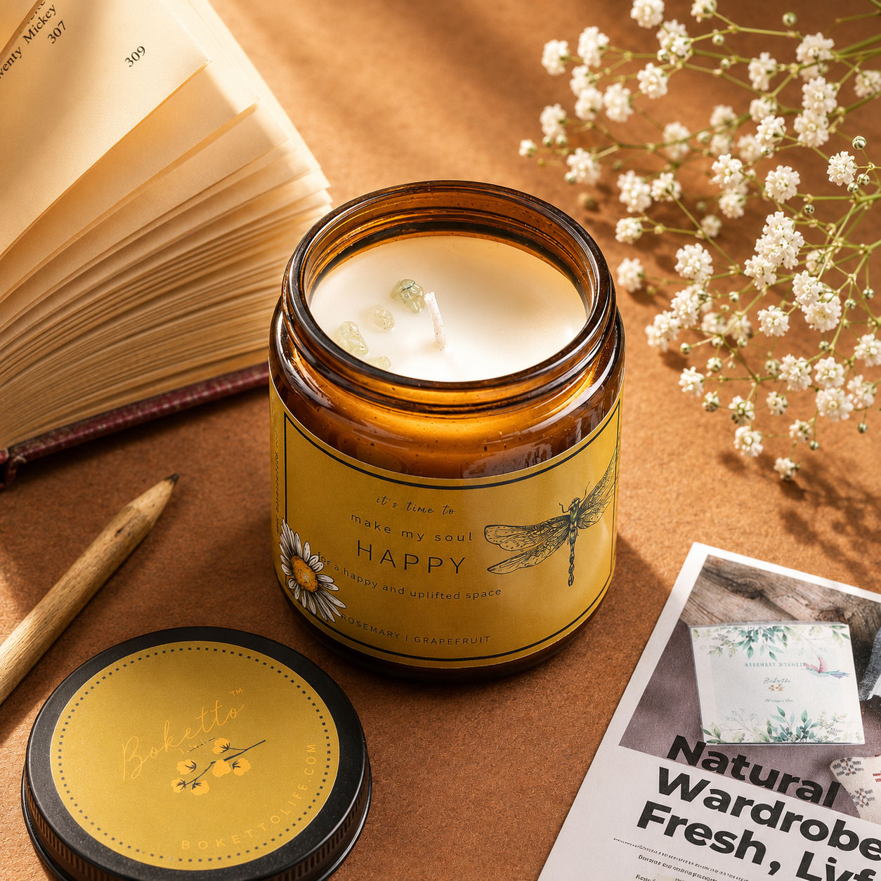 Soy wax candle - Meditation Candle - Happy