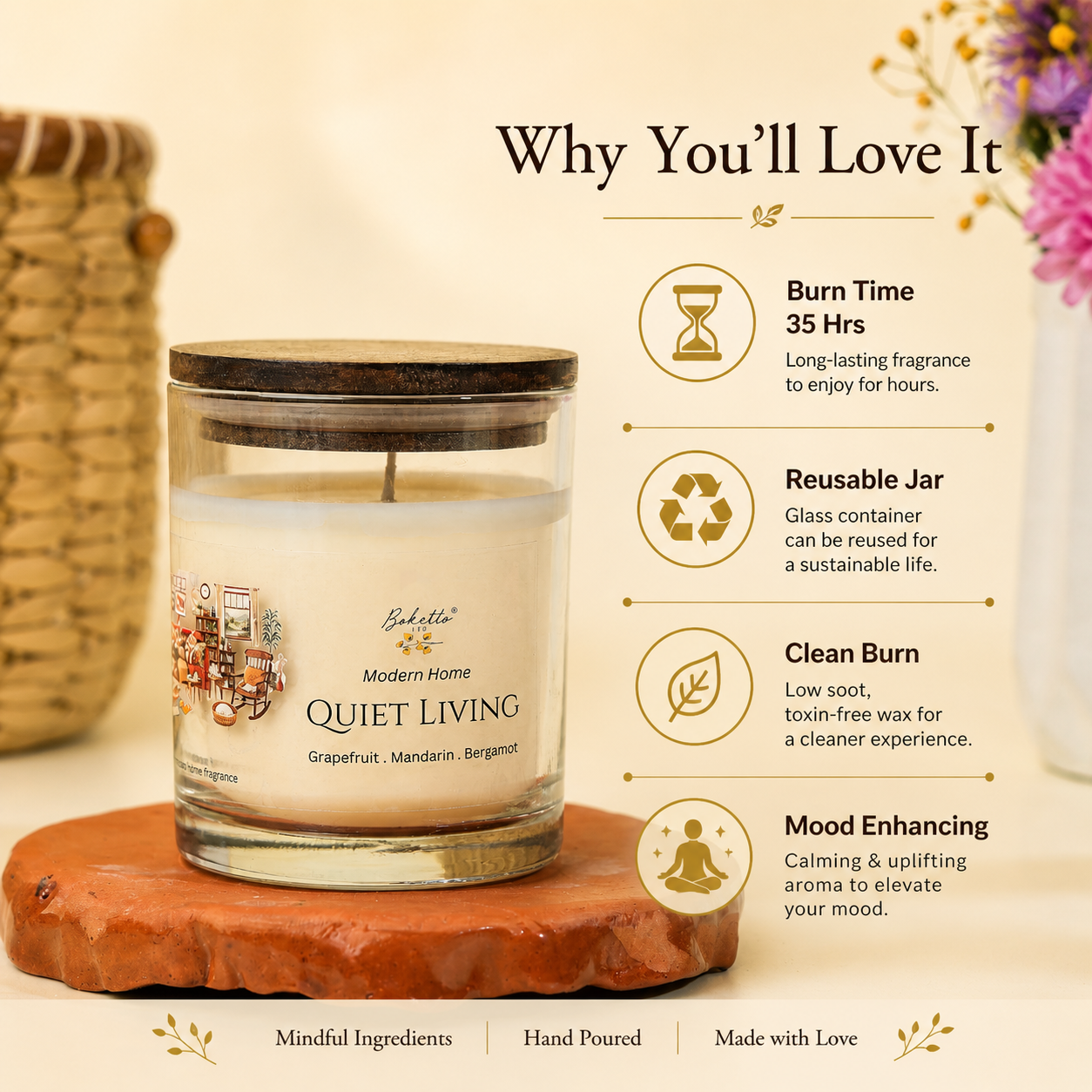 Quiet Living Candle – Grapefruit, Mandarin & Bergamot