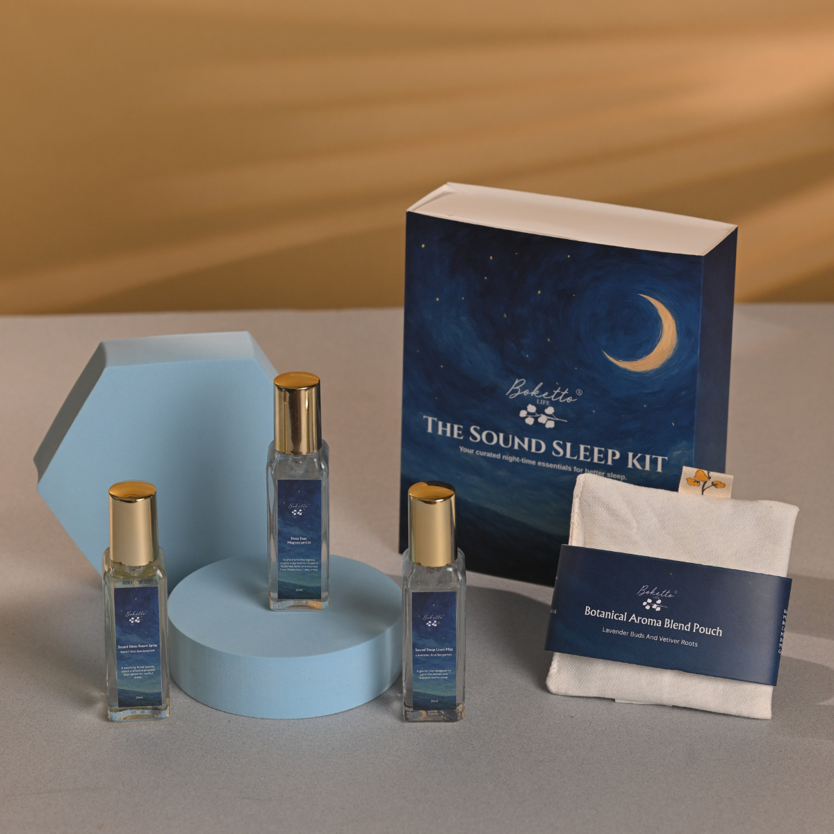 BokettoLife's Sound Sleep Kit with room spray, linen spray and magnesium oil