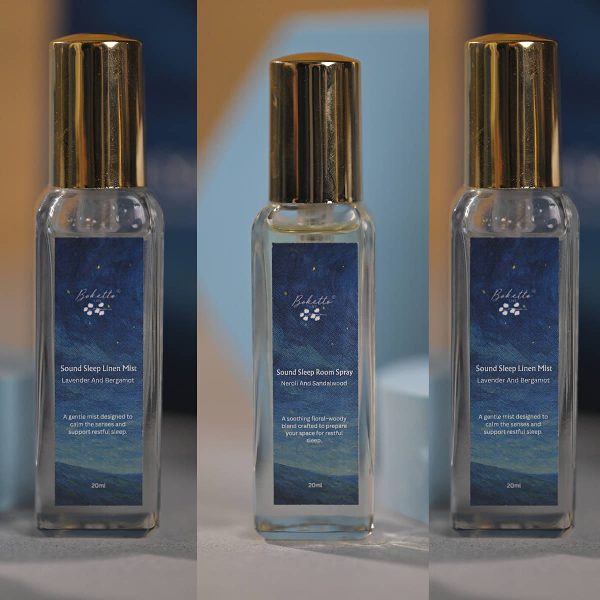 BokettoLife's Sound Sleep Kit with room spray, linen spray and magnesium oil