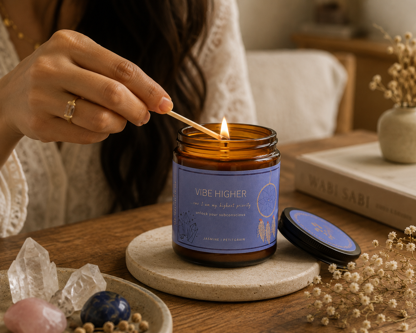Soy wax candle - Meditation Candle - Vibe Higher